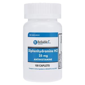 Diphenhydramine, 25mg tablet, 100/bottle, Reliable 1 Labs