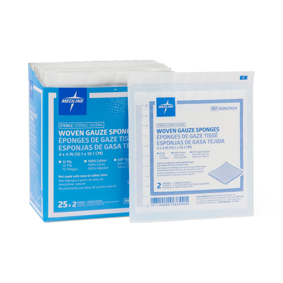 Gauze, 4 x 4, 12-ply sterile, 10s (Boat)