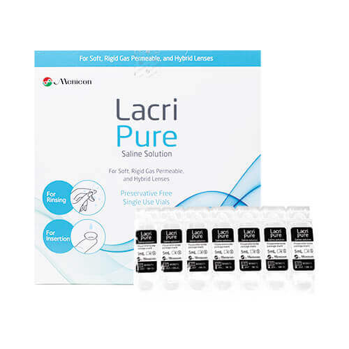 Lacri Pure Saline Solution, Contact Lens Rinse PF, 5ml vial 98/bx