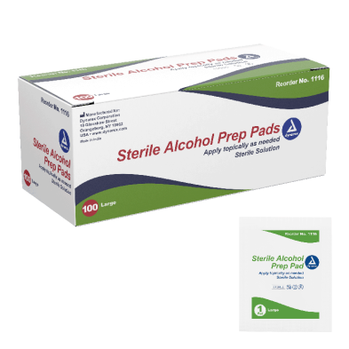 Alcohol Prep Pad, Sterile, Lrg 100/Box, Dynarex