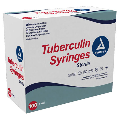1cc Syringe, 25g x 5/8 Needle 100/Box, luer slip, Tuberculin Syringe