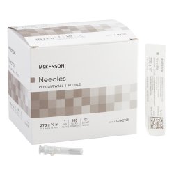 Disposable Needle, 27g x 1/2" 100/Box, McKesson