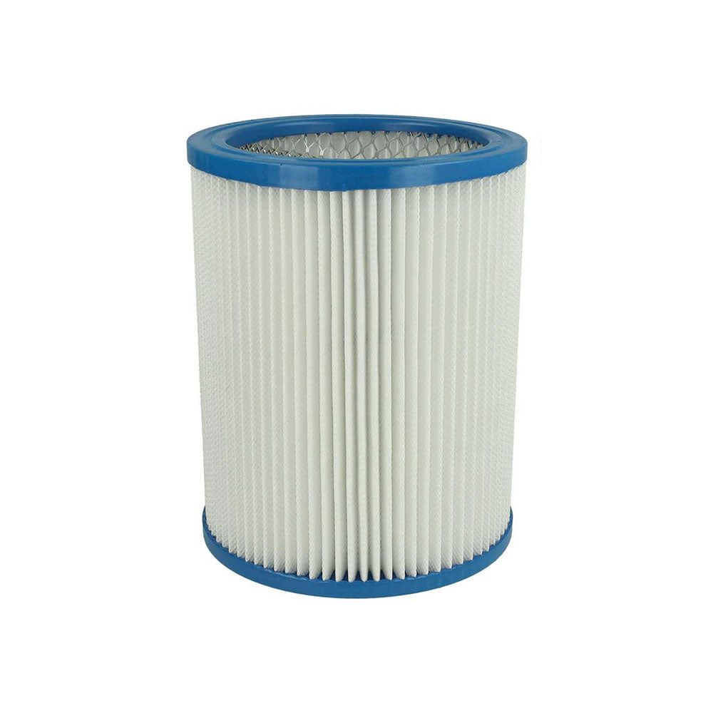 The MedPharma USA Micron Filter is a cylindrical air filter featuring pleated white material with blue plastic edges and includes a top-section metal mesh for enhanced performance. Perfect for healthcare professionals seeking reliable air quality solutions.