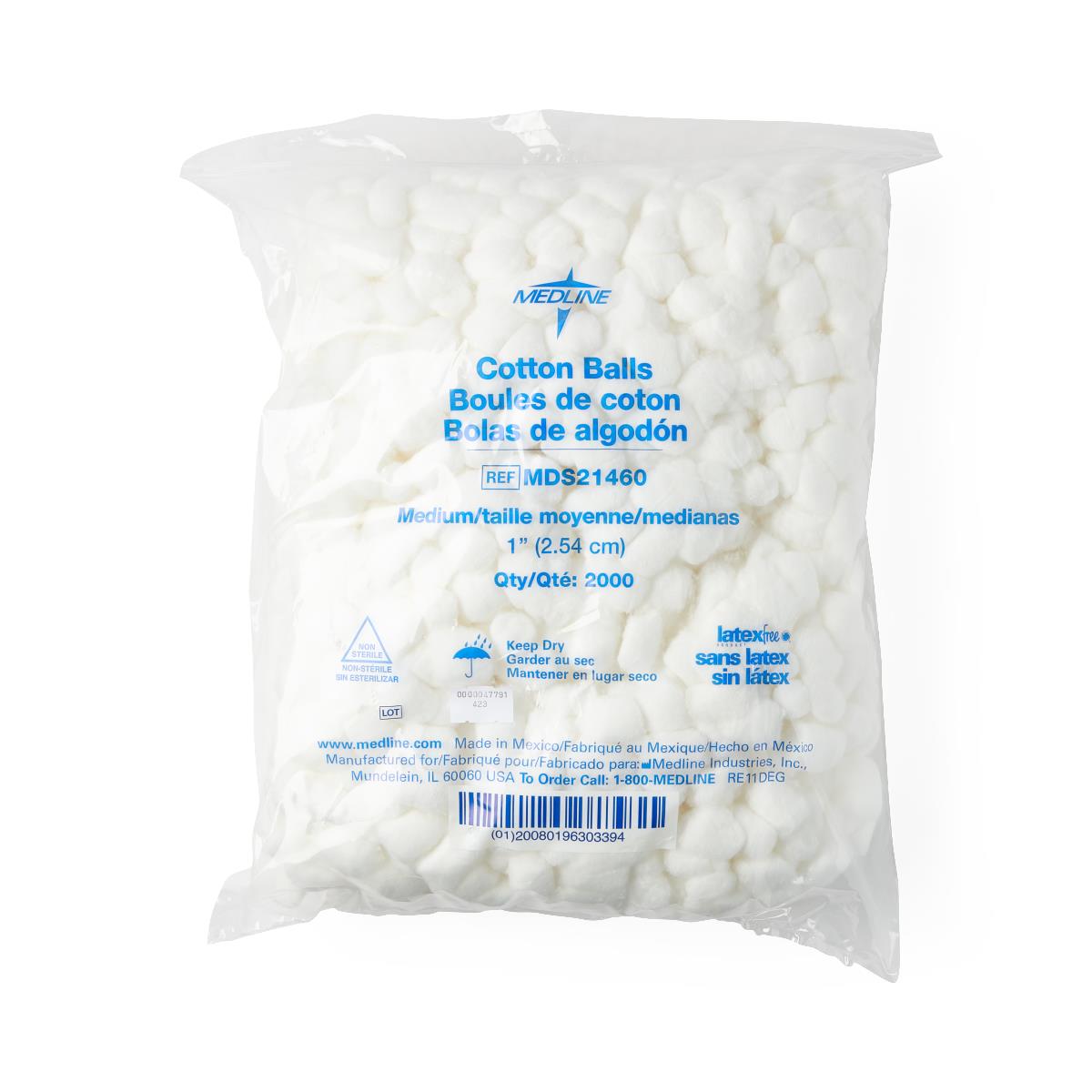 Cotton Balls, Medium, 2000/Bag, Medline
