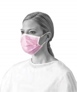 Surgical Mask, pleated, ear loop, Level 3, pink, 50/Box, Medline