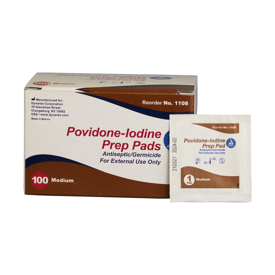 PVP Prep Pads, Medium, 100/Box (Iodine)