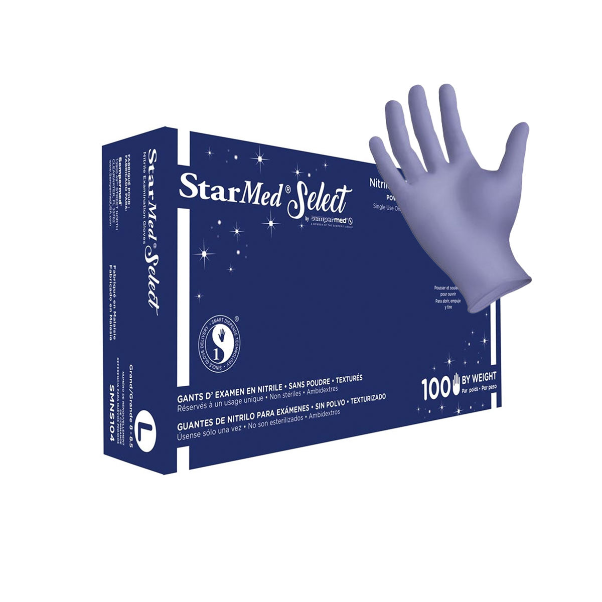 Exam Gloves, Nitrile, Powder-Free, Large, 100 Box, StarMed