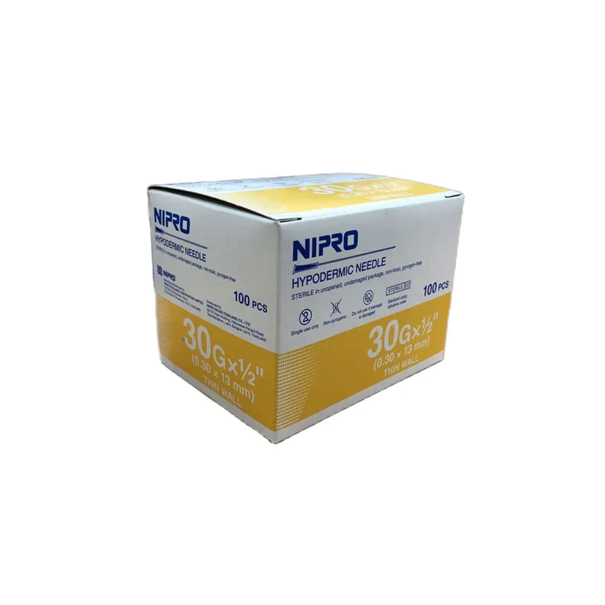 Needles, Disposable -30g x 1/2", 100/Box, Nipro