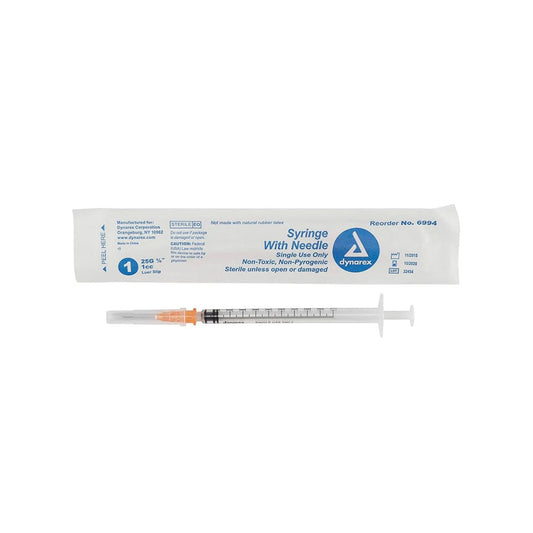 Syringes w/ Needles, 1cc- 25g x 5/8 Needle 100/Box, Luer Slip