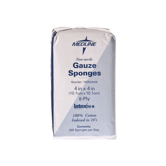 Gauze, 4 x 4, 8-ply, Non-Sterile, 200/Bag