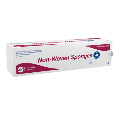 Gauze, Non-woven, 2 x 2, 4-ply, non-sterile, 200/Bag, Dynarex