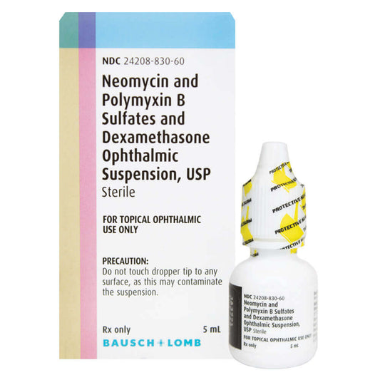 Neomycin and Polymyxin B Sulfates and Dexamethasone Ophth Suspension, 5mL, B + L